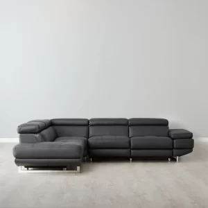 Alessia Black Leather Left Recliner Lounge