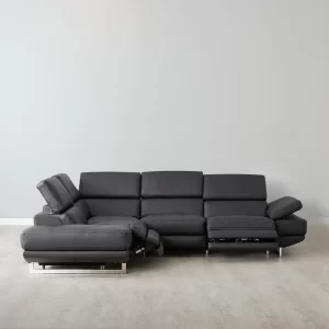 Alessia Black Leather Left Recliner Lounge