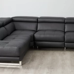 Alessia Black Leather Left Recliner Lounge