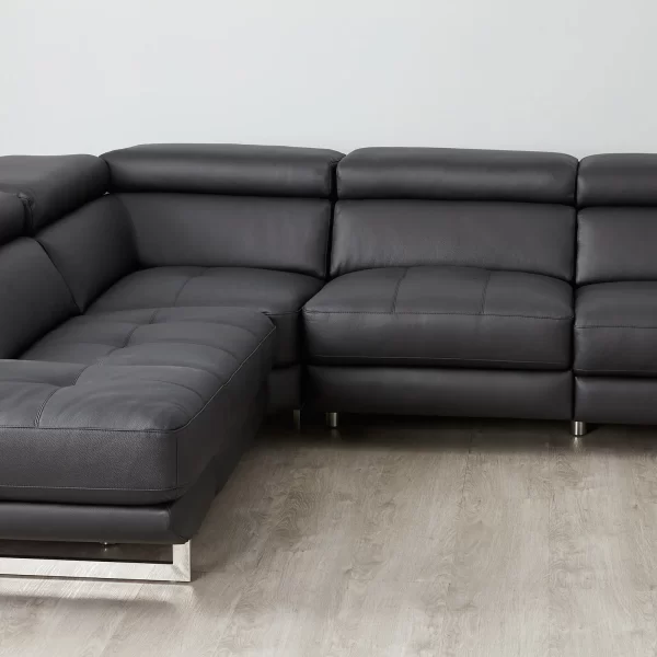 Alessia Black Leather Left Recliner Lounge