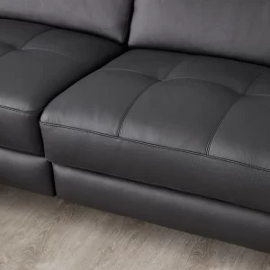 Alessia Black Leather Left Recliner Lounge