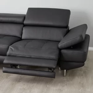 Alessia Black Leather Left Recliner Lounge