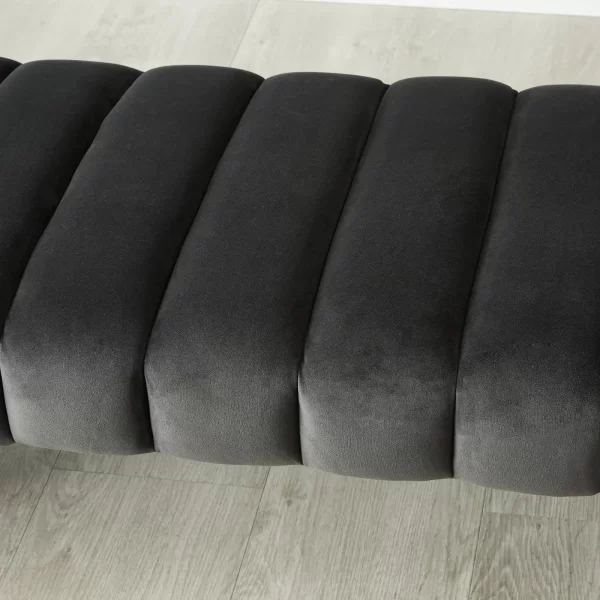 Annika Charcoal Velvet Curved Ottoman