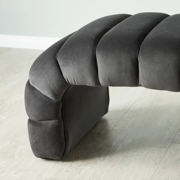 Annika Charcoal Velvet Curved Ottoman