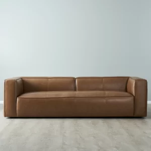 Anver Vintage Tan Leather 4-Seater Sofa