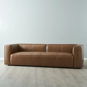 Anver Vintage Tan Leather 4-Seater Sofa img