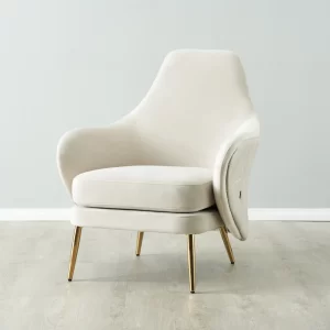 Anya Cream Velvet with Back Pattern Occasional Chair