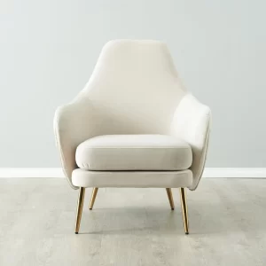 Anya Cream Velvet with Back Pattern Occasional Chair