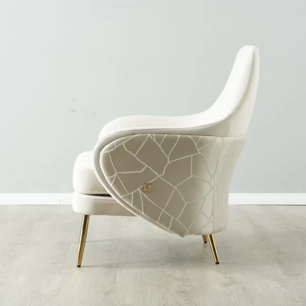 Anya Cream Velvet with Back Pattern Occasional Chair