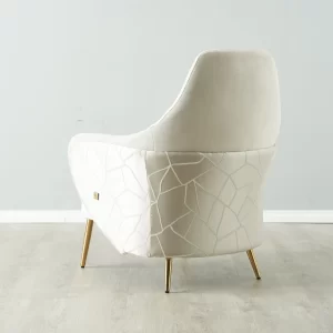 Anya Cream Velvet with Back Pattern Occasional Chair