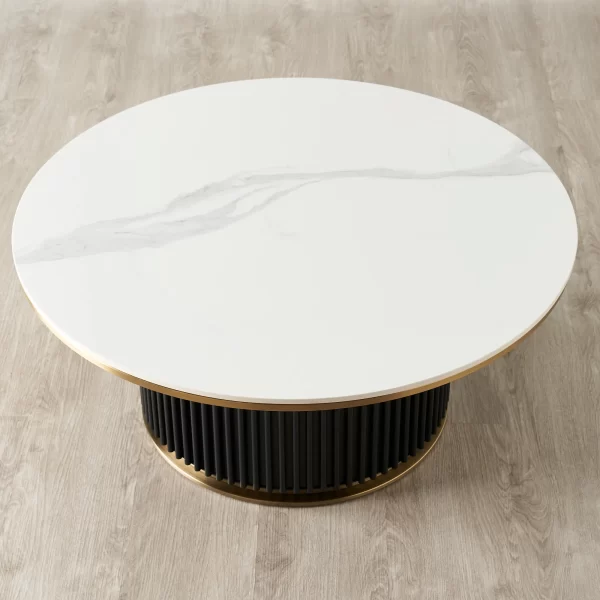 Archie White Sintered Stone Round Coffee Table High - 100x45cm