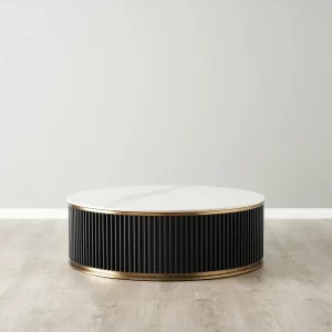 Archie White Sintered Stone Round Coffee Table Low - 100x35cm