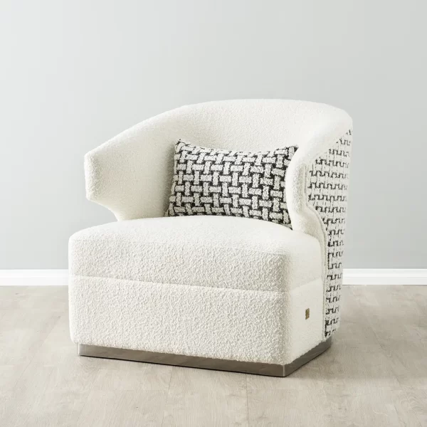 Arlo Charcoal and Vanilla Boucle Occasional Chair