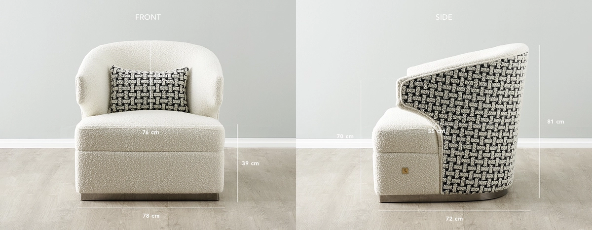 Arlo Light Grey and Vanilla Boucle Occasional Chair