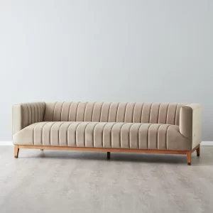 Astoria III Beige Velvet 3-Seater Sofa