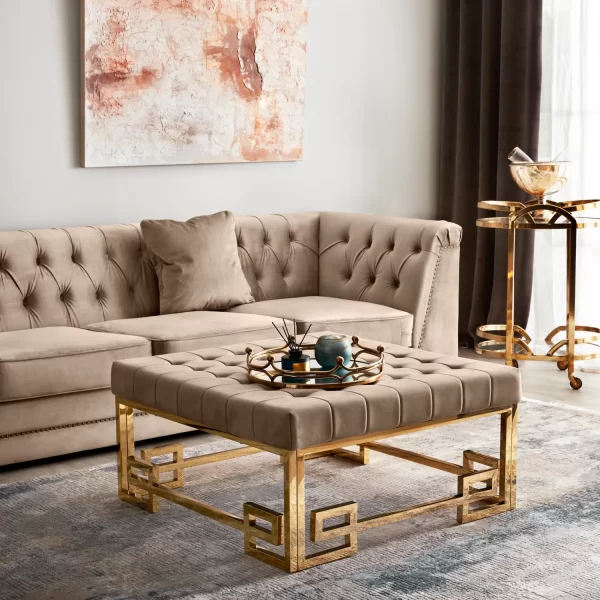 Audrey Beige Velvet Corner Sofa