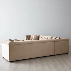 Audrey Beige Velvet Corner Sofa