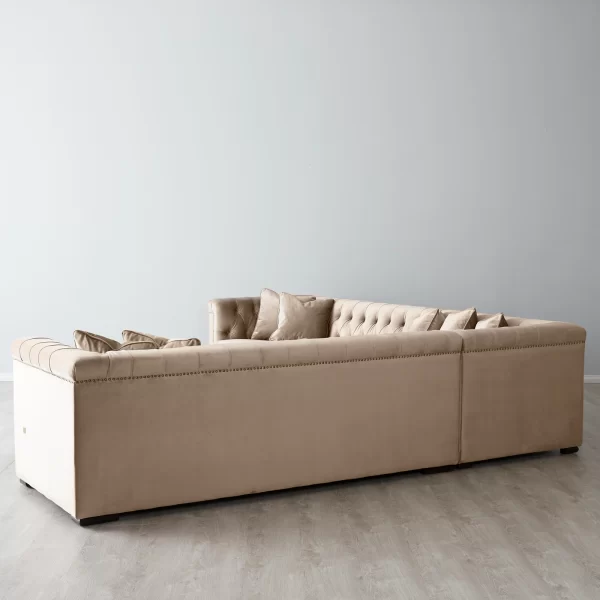 Audrey Beige Velvet Corner Sofa