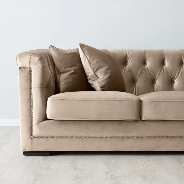 Audrey Beige Velvet Corner Sofa