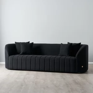 Ava Black Woven Fabric 3-Seater Sofa