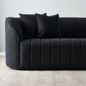 Ava Black Woven Fabric 3-Seater Sofa