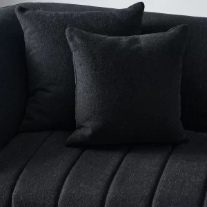 Ava Black Woven Fabric 3-Seater Sofa