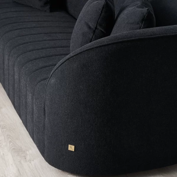 Ava Black Woven Fabric 3-Seater Sofa