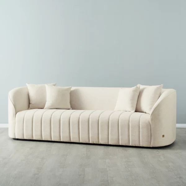 Ava Cream Fabric 3-Seater Sofa