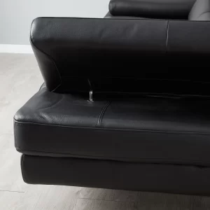 Lennox Black Leather 2-Seater Sofa