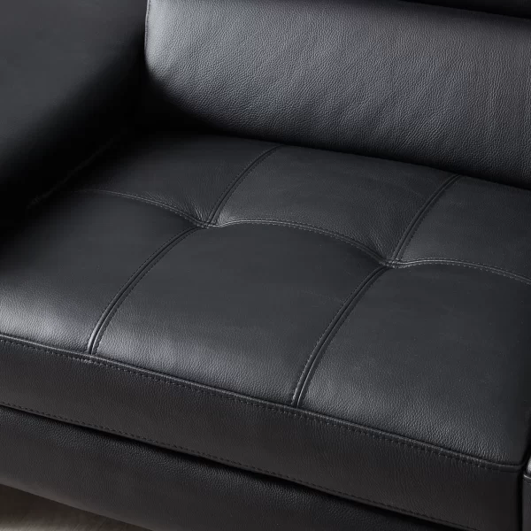 Lennox Black Leather 2-Seater Sofa