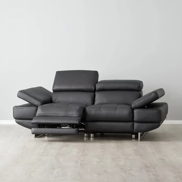 Elena Black Leather 2-Seater Electric Recliner