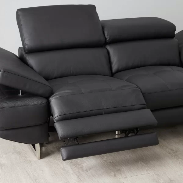 Elena Black Leather 2-Seater Electric Recliner