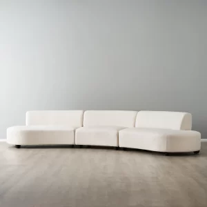 Celestine II Chantilly White Fabric Curved Corner Sofa