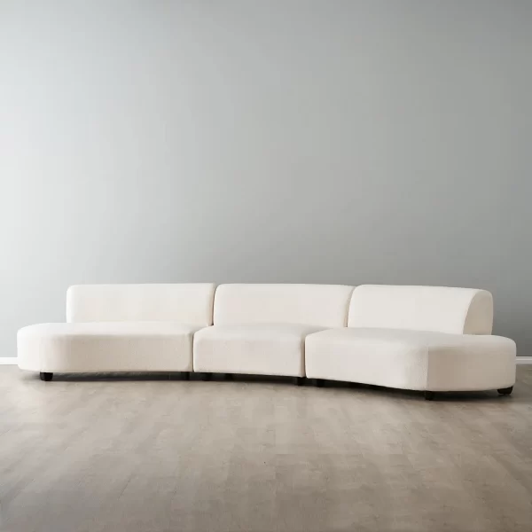 Celestine II Chantilly White Fabric Curved Corner Sofa