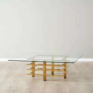 Clarette Gold Coffee Table - Clear Glass Top