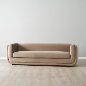 Clementine Beige Velvet 3-Seater Sofa