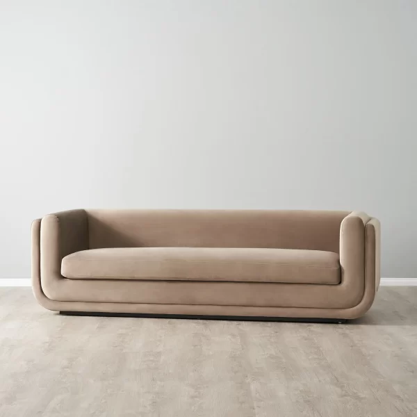 Clementine Beige Velvet 3-Seater Sofa