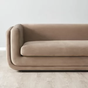 Clementine Beige Velvet 3-Seater Sofa