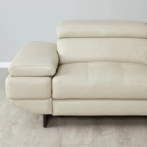 Elena Almond Cream Leather 2-Seater Electric Recliner