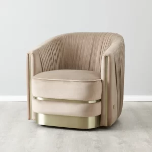 Crown Beige Velvet Occasional Chair