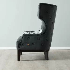 Florence II Charcoal Velvet with Floral Pattern Occasional Chair