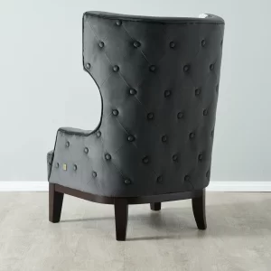 Florence II Charcoal Velvet with Floral Pattern Occasional Chair