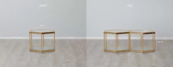 Hexagonal Side Table 40cm - Gold