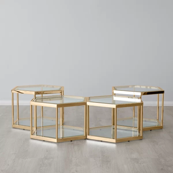 Hexagonal Side Table 40cm - Gold