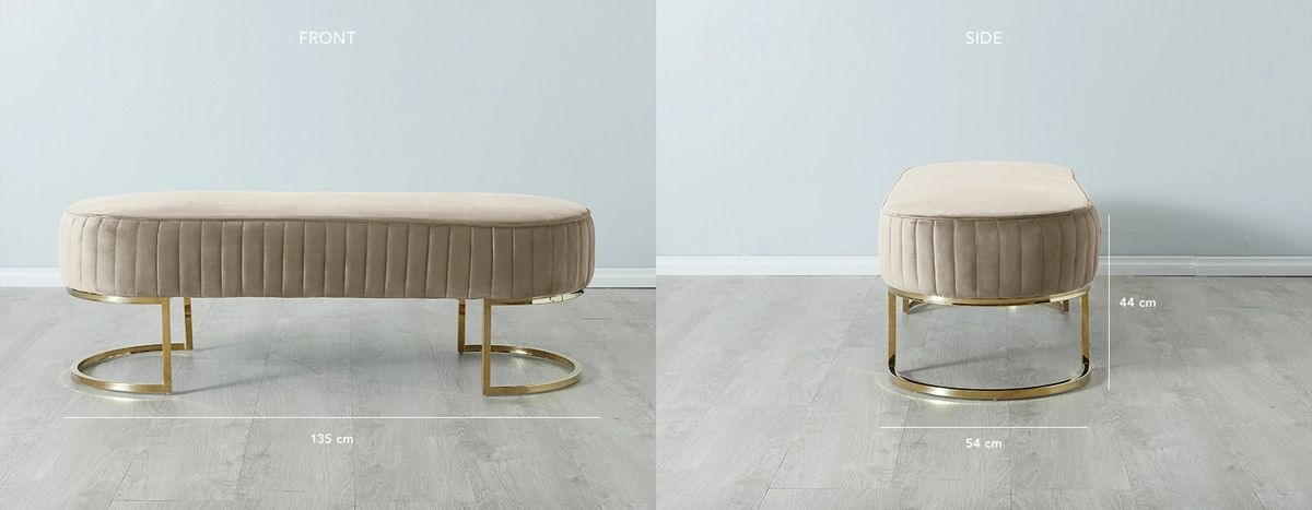 Hilda II Beige Velvet Ottoman dimension