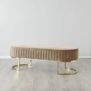 Hilda II Beige Velvet Ottoman