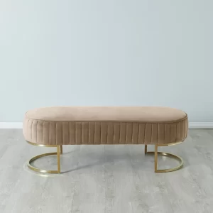 Hilda II Beige Velvet Ottoman1