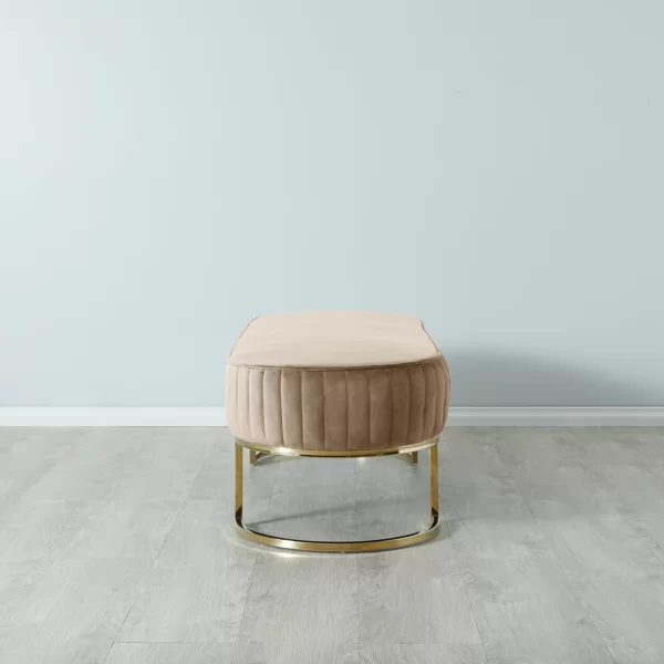 Hilda II Beige Velvet Ottoman1