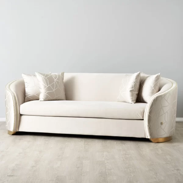 Hyacinth Cream Velvet 3-Seater Sofa