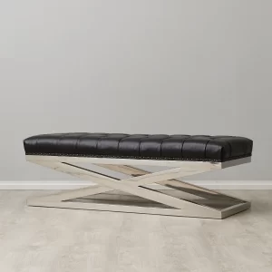 Iconic Black Leather Ottoman